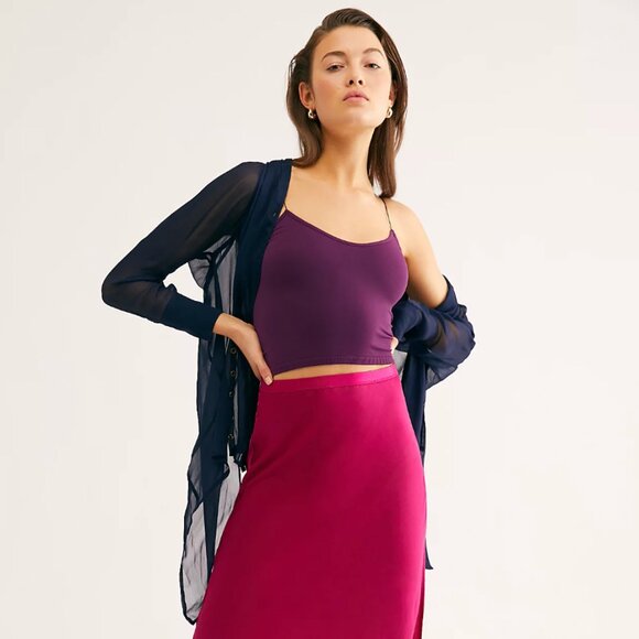 NWT Free People XS S Brami Purple Cami Crop Tank Boho Coquette BalletCore Sexy - Picture 1 of 11